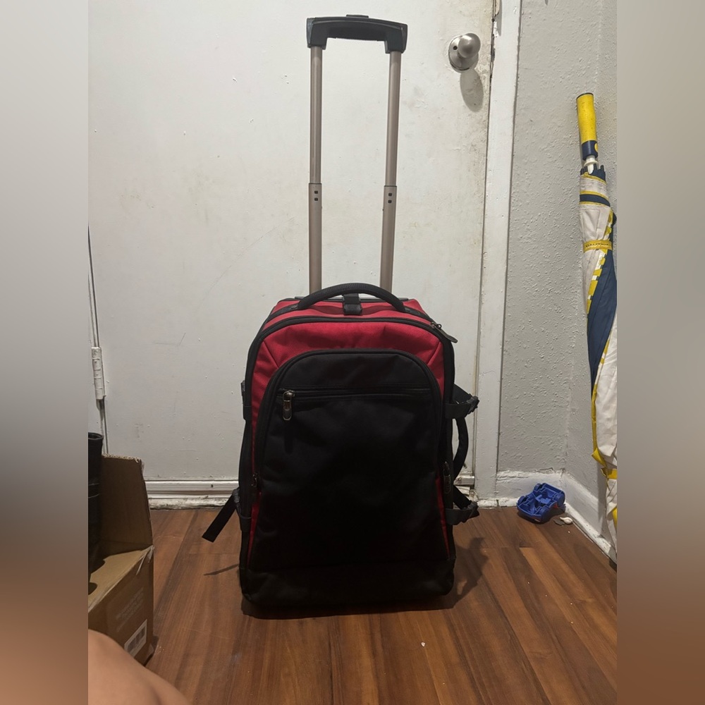 Cordura Ballistic Red and Black Rolling Suitcase